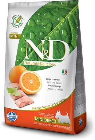 N&D Dog Adult Mini Fish & Orange Grain Free | Gabonamentes kutyaeledel hallal és naranccsal |Kistestű