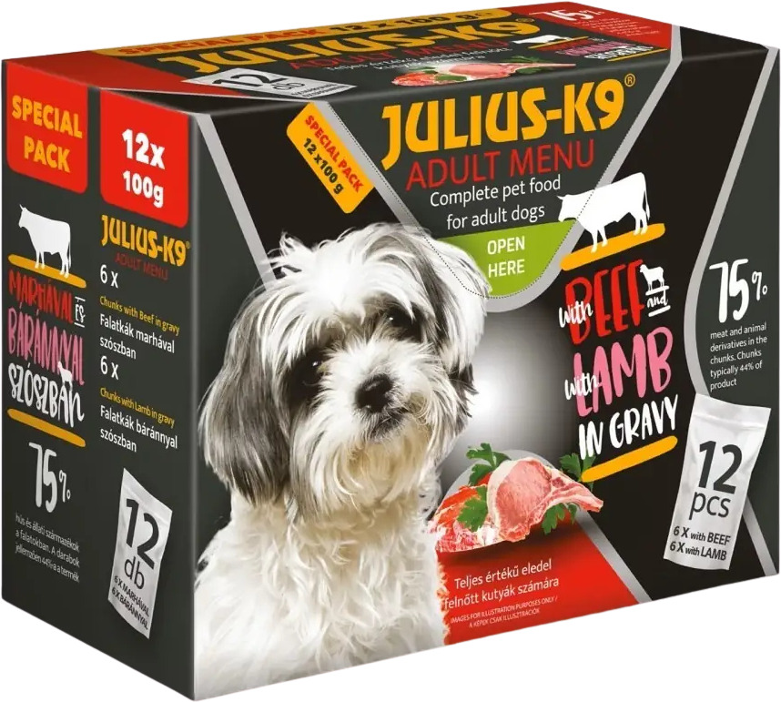Julius-K9 Beef & Lamb hrană umedă în sos pentru câini