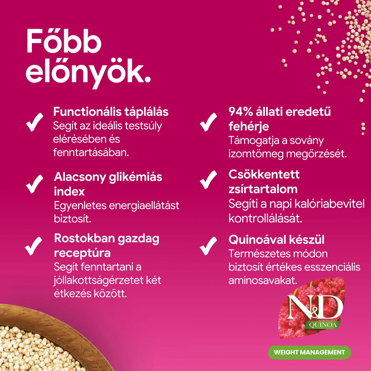 N&D Cat Grain Free Quinoa Weight Management Lamb – Súlykontroll