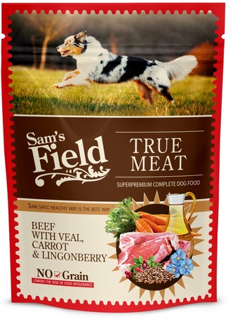Sam's Field True Meat Beef with Carrot & Lingonberry - Alutasakos eledel kutyák részére