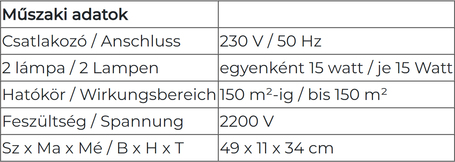 EcoKill Inox elektromos rovarcsapda függesztőlánccal