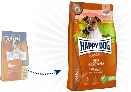 Happy Dog Mini Toscana kutyatáp kistestű, érzékeny emésztésű kedvenceknek