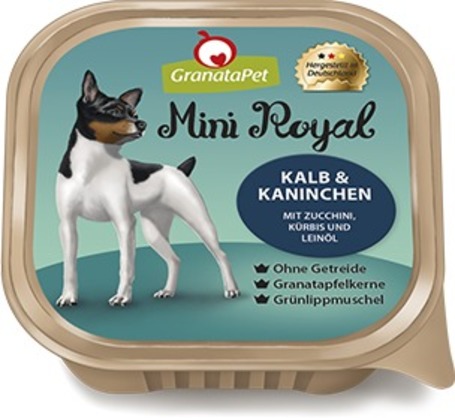 GranataPet Mini Royal Kalb & Kaninichen - Borjú és nyúl cukkinivel, sütőtökkel és lenolajjal