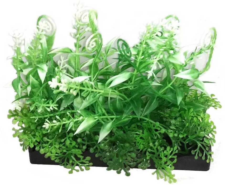 Plantă artificială de acvariu cu frunze care își schimbă culoarea din verde în alb