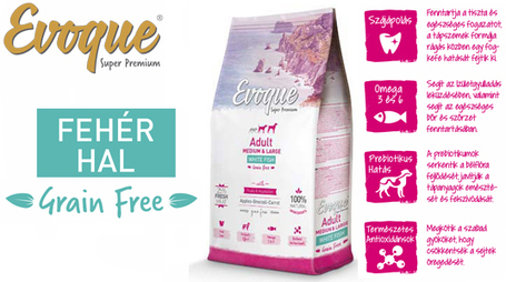 Visán Evoque Dog Adult Medium/Large White Fish with Fruits & Vegetables Grain Free | Táp közepes és nagytestűkutyáknak fehér hallal, zöldséggel és gyümölccsel