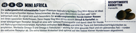 Happy Dog Mini Africa | Strucchúsos és burgonyás kutyaeledel kistestű kedvenceknek