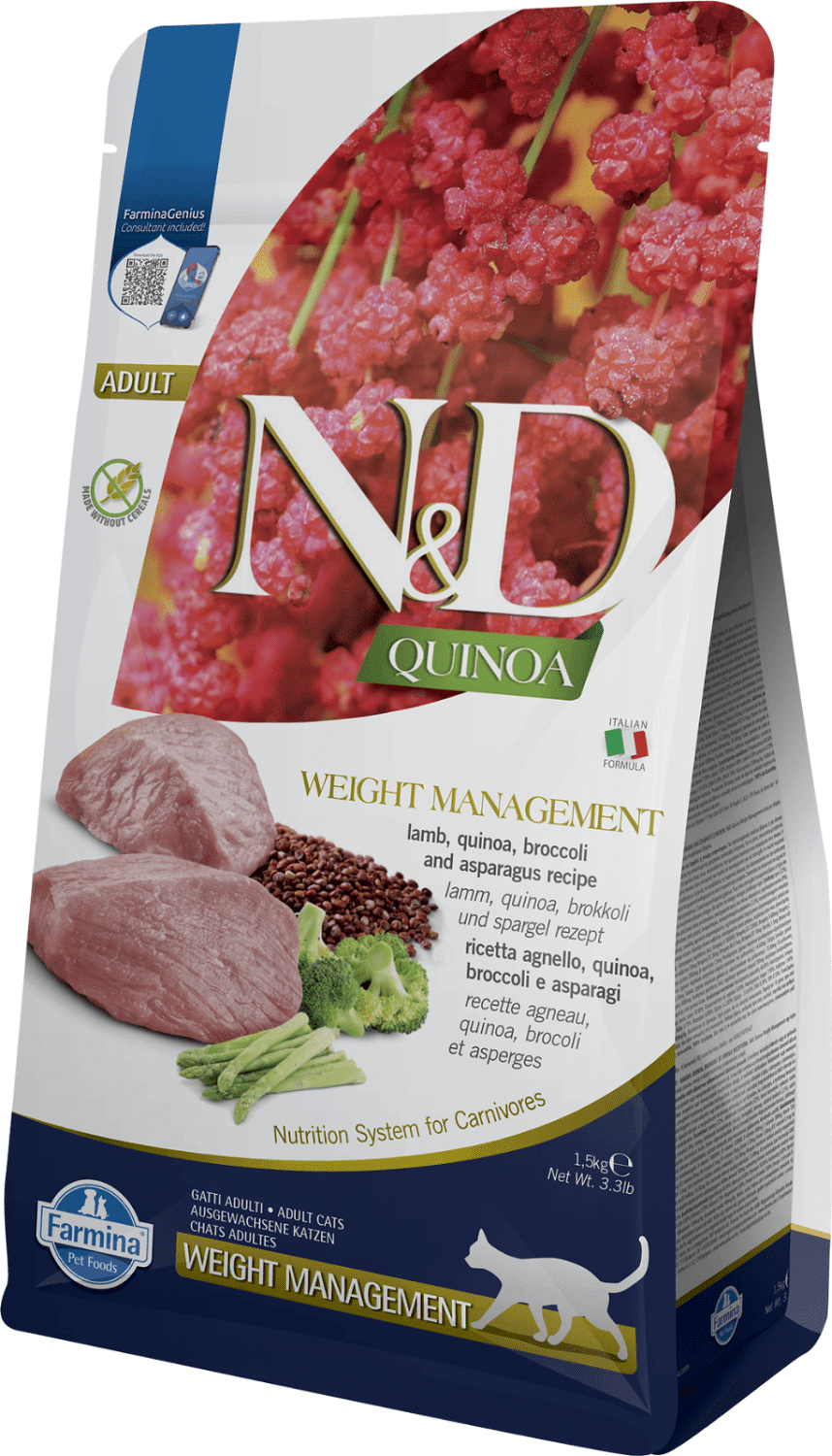 N&D Cat Grain Free Quinoa Weight Management Lamb – Súlykontroll