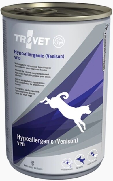 Trovet Dog Hypoallergenic Venison VPD conservă pentru câini