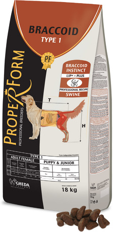 Proper Form Braccoid Type 1 Adult Female & Puppy/Junior Swine fajtacsoport specifikus tenyésztői táp
