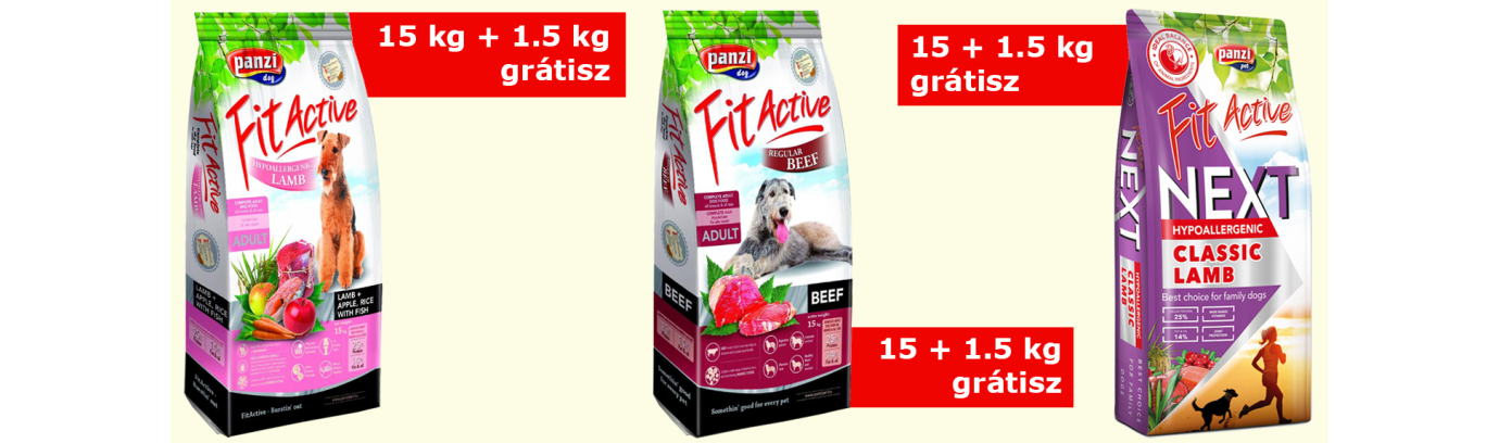 Újra 10% extra töltősúllyal a FitActive Regular Beef, Hypo Lamb és Next Adult tápok az Okosgazdin