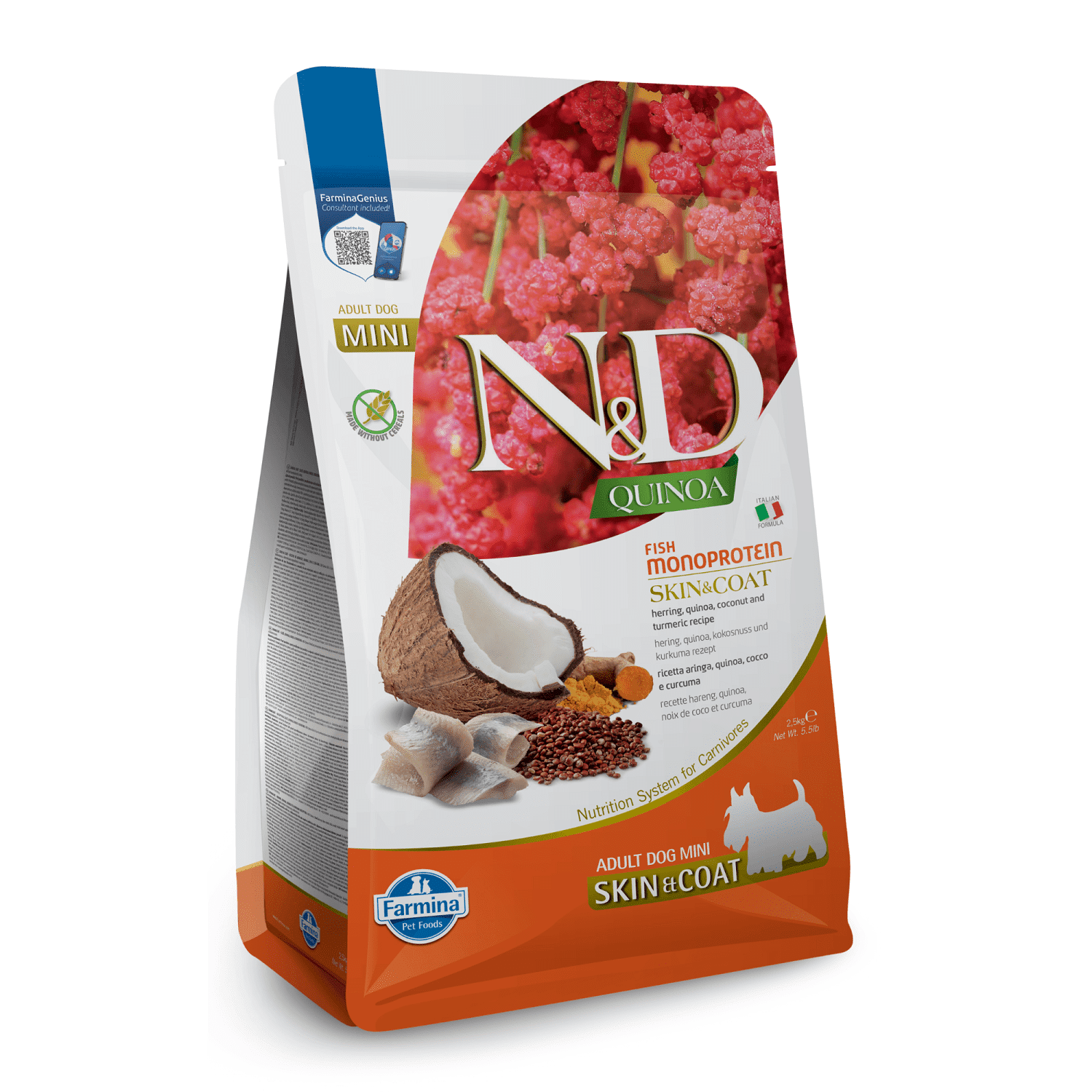 N&D Dog Grain Free Quinoa Skin & Coat Herring – Bőr- és szőrproblémákra | Szuperprémium kutyaeledel