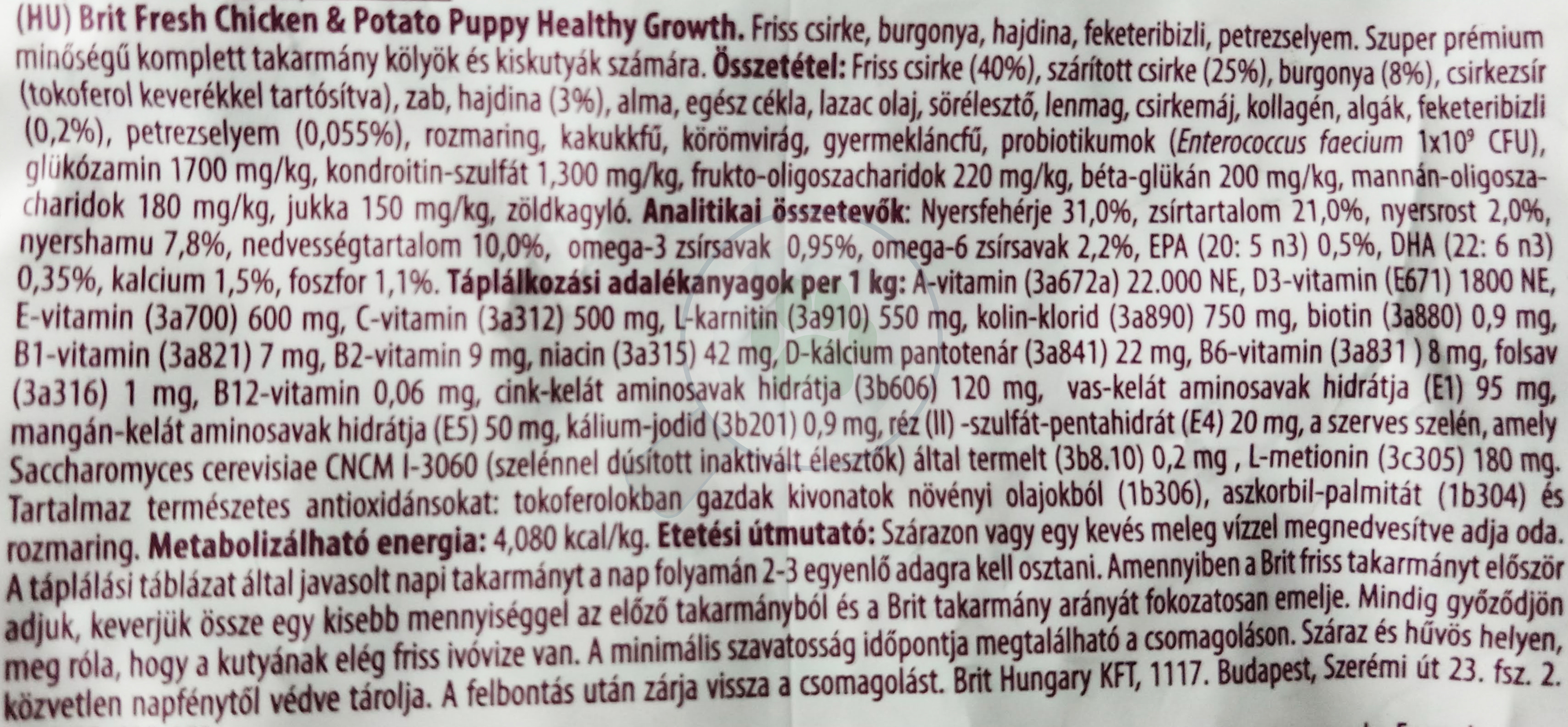 Brit Fresh Chicken with Potato Puppy & Junior Healthy Growth - zoom