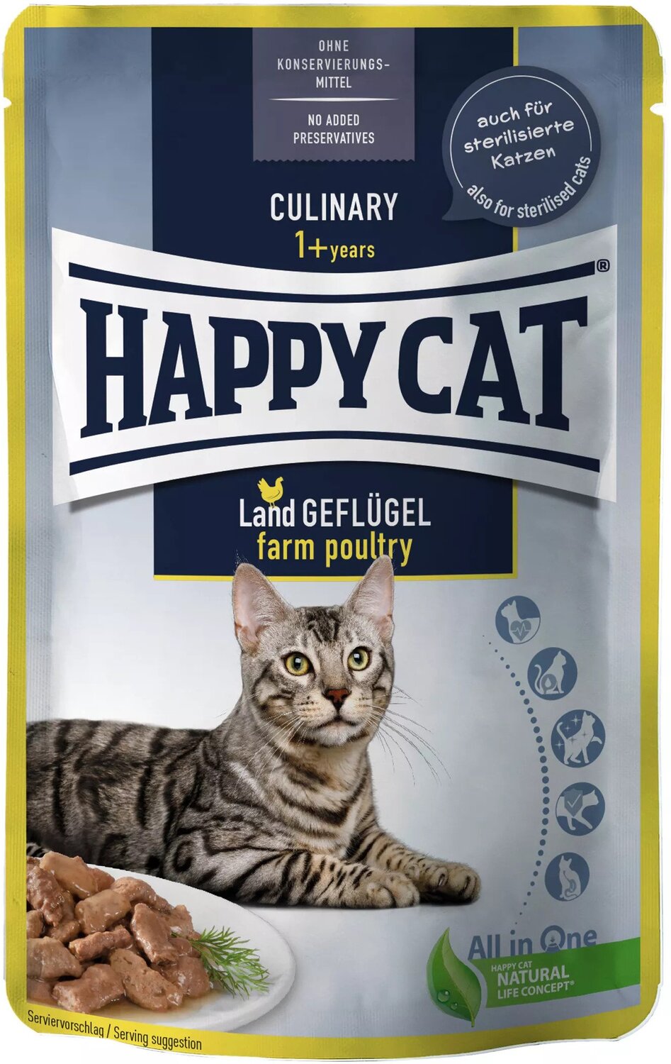 Happy Cat Meat in Sauce Land-Geflügel | Hrană la pliculeț cu carne de pasăre pentru pisici