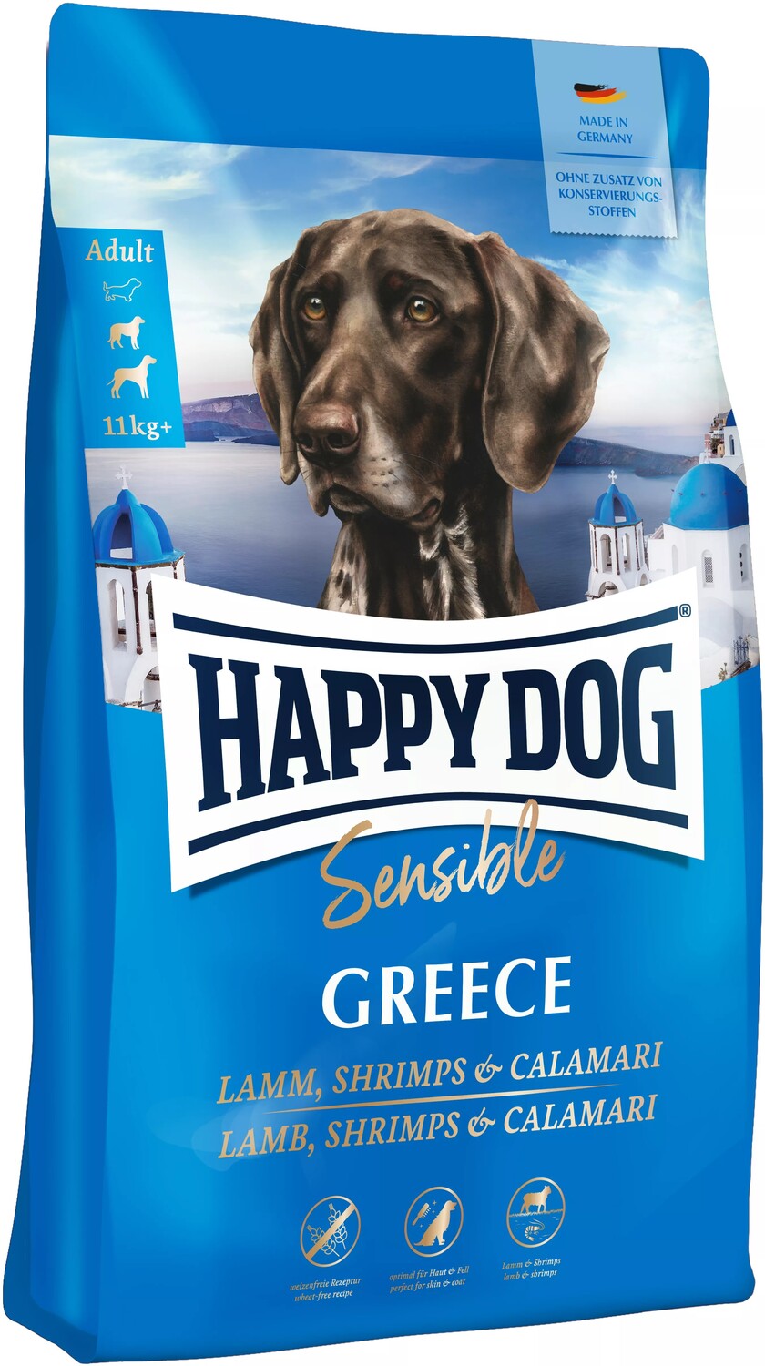 Happy Dog Greece - Hrană pentru câini cu miel, creveți, calamari și orez mediteranean