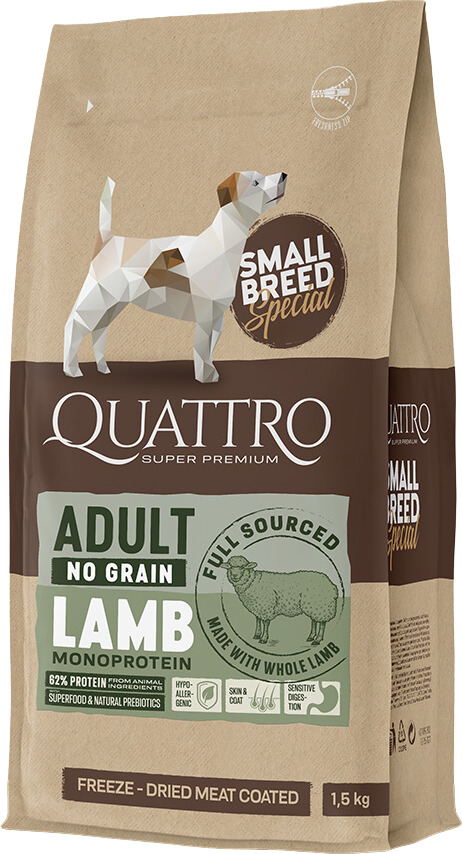 Quattro Small Adult No Grain Lamb hrană câini talie mică