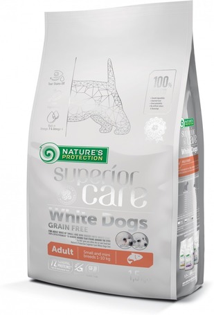 Nature's Protection Superior Care - White Dogs Grain Free Adult Small & Mini Breeds Salmon | Fehér szőrű, kistestű, növendék kutyáknak
