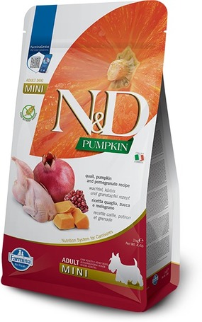 N&D Dog Grain Free Adult Mini sütőtök, fürj & gránátalma kistestű felnőtt kutyáknak