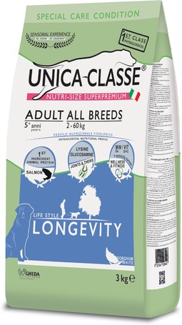 Unica Classe Adult All Breeds Longevity csökkent fizikai aktivitású, ill. súlygyarapodásra hajlamos kutyáknak