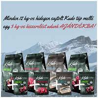 🎁 12 kg-os Kudo tápok mellé most +3 kg jár INGYEN!