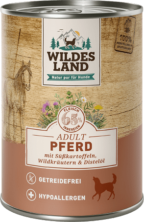 Wildes Land Classic Adult lóhúsos és édesburgonyás kutya nedveseledel (6 x 400 g) 2400 g