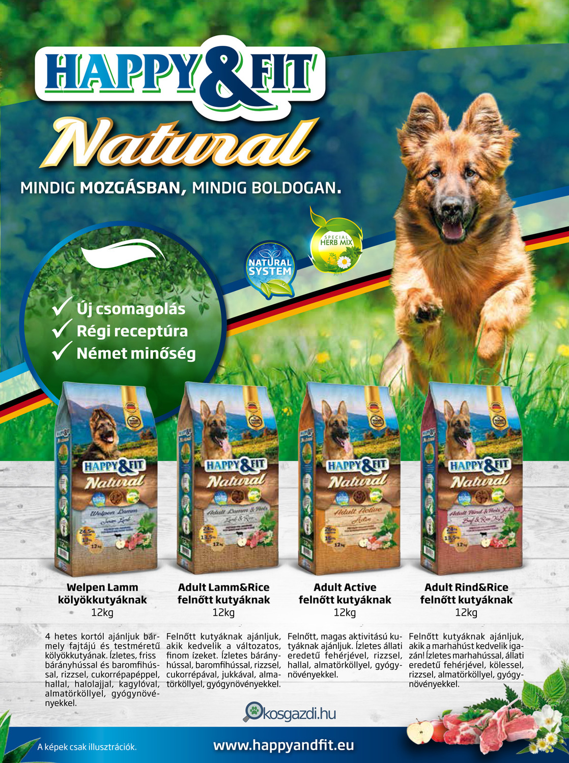 Happy&Fit Natural Adult Active hrană pentru câini activi - zoom