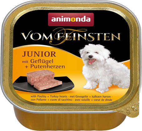 Animonda Vom Feinsten Junior – Szárnyashúsos és pulykaszíves kutyaeledel