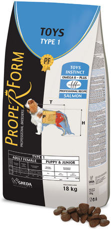 Proper Form Toys Type 1 Adult Female & Puppy/Junior Salmon fajtacsoport specifikus tenyésztői táp