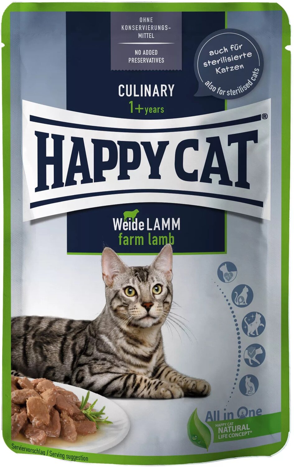 Happy Cat Meat in Sauce Weide-Lamm | Hrană pentru pisici cu carne de miel la pliculeț