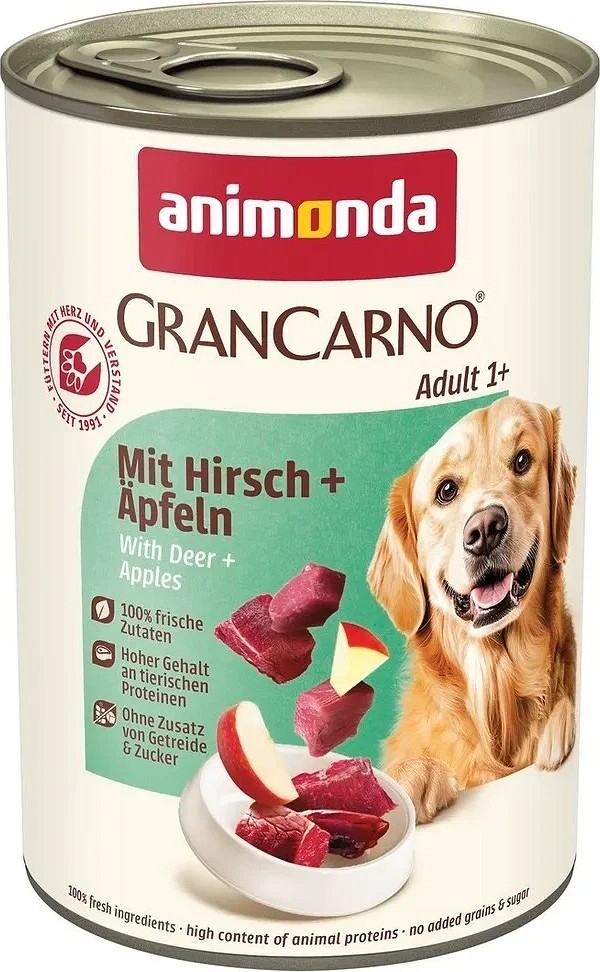 Animonda GranCarno Adult conservă cu vită, cerb și măr