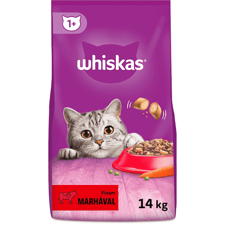Whiskas marhahúsos és májas száraztáp 14 kg