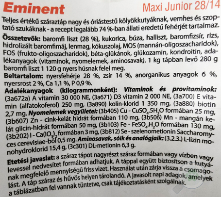 Eminent Maxi Junior | Táp nagytestű növendék kutyák részére