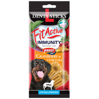 FitActive Hypoallergenic Denta-Sticks Immunity Cranberry & Curcuma - Immunerősítő és fogtisztító rágórudak kutyáknak