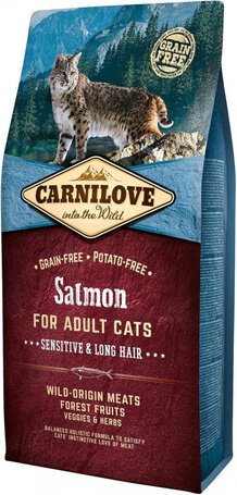 CarniLove Cat Adult Sensitive & Long Hair lazaccal | Száraztáp hosszú szőrű macskáknak