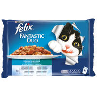 Felix Fantastic Duo halas válogatás (fekete tőkehal és hering) aszpikban macskáknak - Multipack (4 x 100 g) Felix Fantastic Duo halas válogatás (fekete tőkehal és hering) aszpikban macskáknak - Multipack (4 x 100 g)