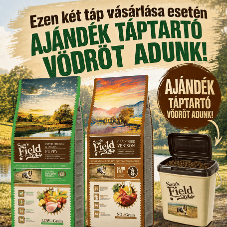 Sam's Field akció: ajándék konzerv vagy táptartó vödör egyes 13 kg-os tápokhoz