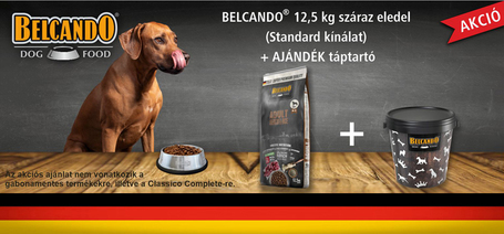 Most ajándék táptartó vödröt adunk a 12.5 kg-os Belcando Standard tápokhoz