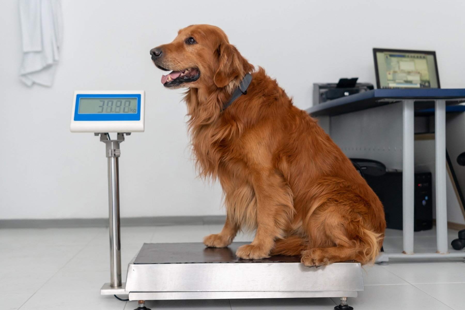 Kutya súlymérés állatorvosnál