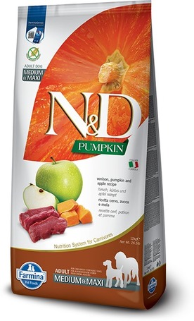N&D Dog Grain Free Adult Medium/Maxi sutőtök, szarvas & alma szuperprémium kutyatáp