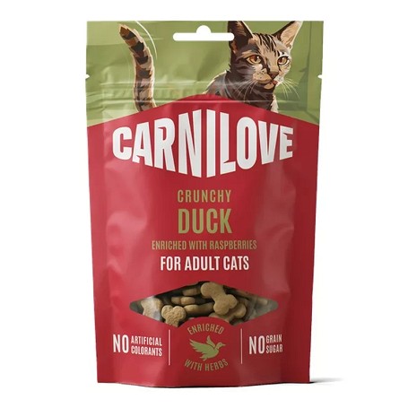 CarniLove Cat Crunchy Snack kacsával és málnával | Ízletes jutalomfalat macskáknak