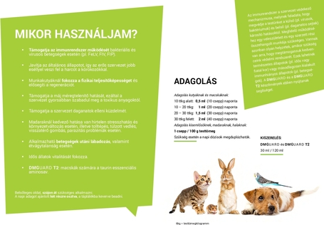 DMGuard T2 immunerősítő készítmény taurinnal macskáknak, kutyáknak, kisállatoknak, díszmadaraknak és díszhalaknak