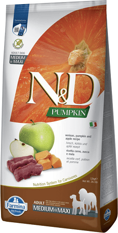 N&D Dog Grain Free Adult Medium/Maxi sütőtök, szarvas & alma szuperprémium kutyatáp